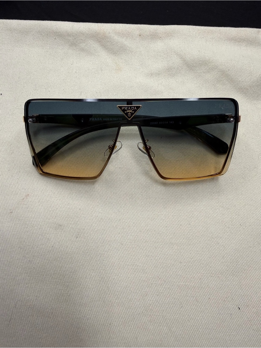 Prada Oversized Shield Sunglasses - Blue to Brown Gradient